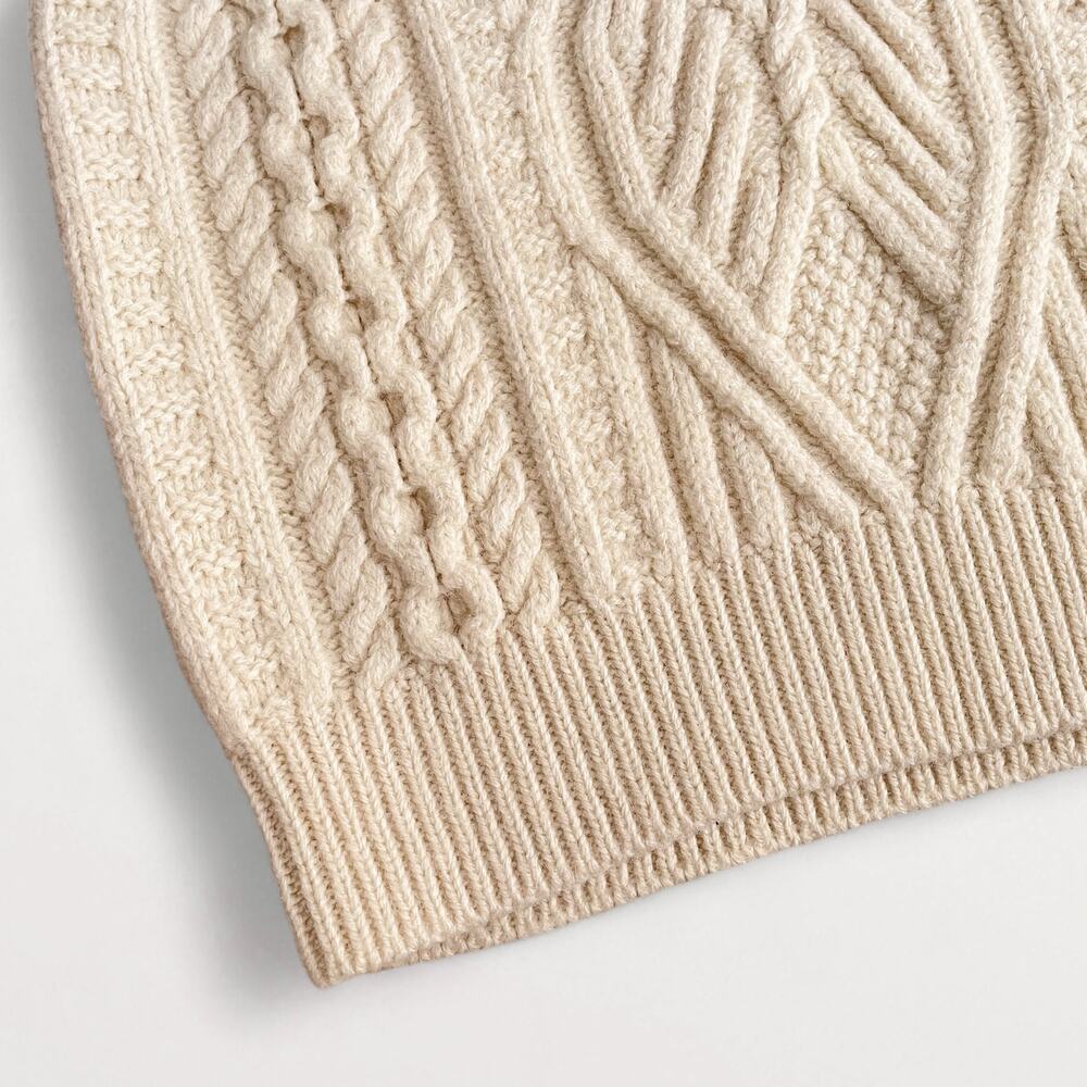Vtg 100% Aran Wool Heritage Sweater Vest Fisherman Cable Knit Made In Ireland - Picture 5 of 8